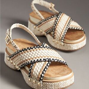 Anthropologie Kelsi Dagger Brooklyn Pace Raffia Platform Sandals NIB 5-1/2